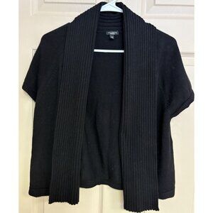Talbots Open Front Black Knit Cardigan Short Sleeve Sweater Size Medium